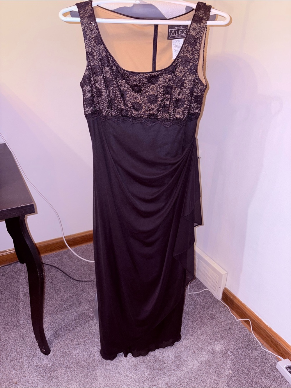 Alex Evenings Black Lace Bodice Maxi Dress